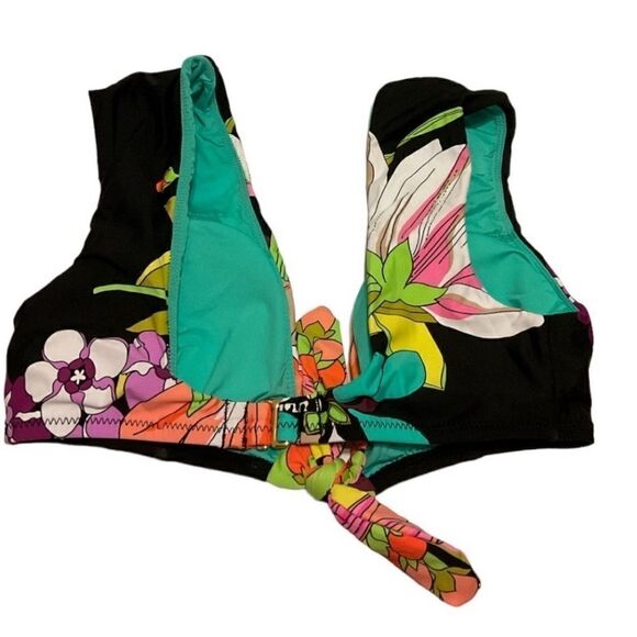 Trina Turk Black Floral Swimsuit Top size 4 NWT - Picture 5 of 5